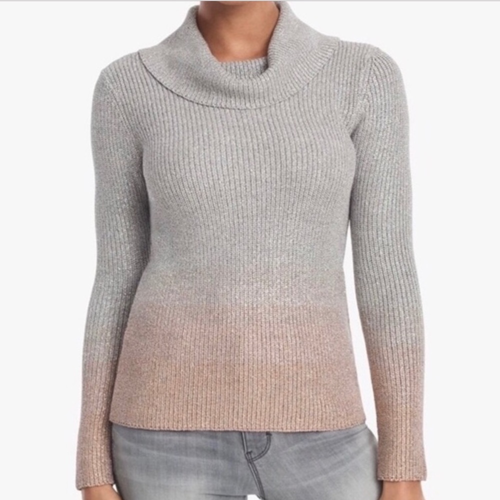 WHBM OMBRE METALLIC COWL NECK SWEATER